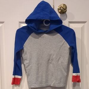 Mini Boden Blue and Gray Hoodie with Red Accents